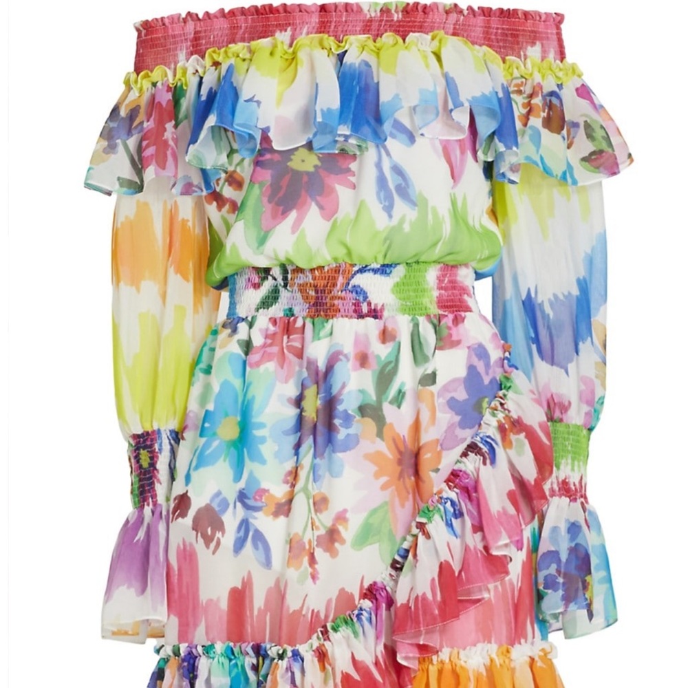 Beautiful off the shoulder multicolor dress. Worn once for my birthday.